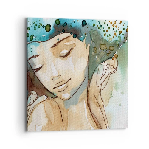 Tablou pe pânză - Lady în albastru - 70x70 cm