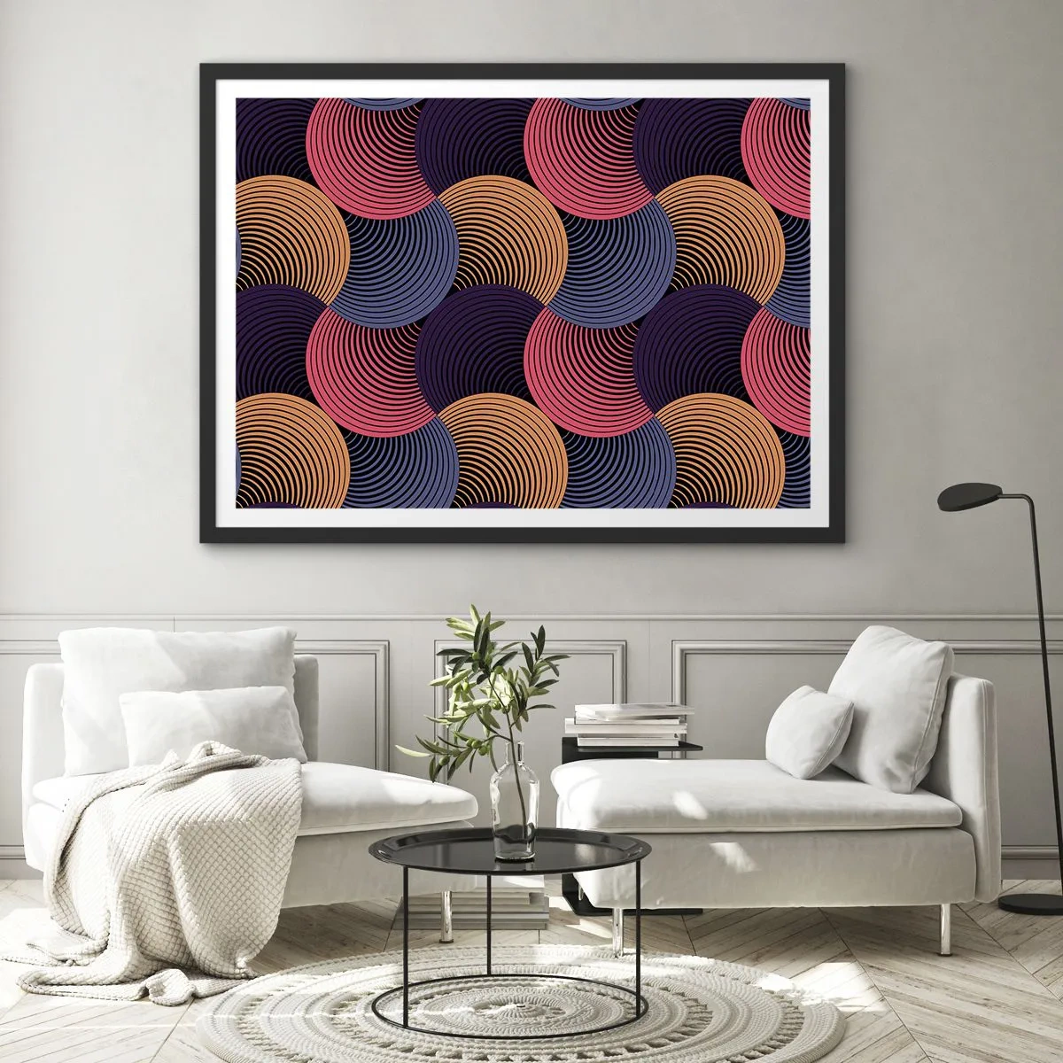 Poster în ramă neagră - Într-un ritm de cerc - 70x50 cm