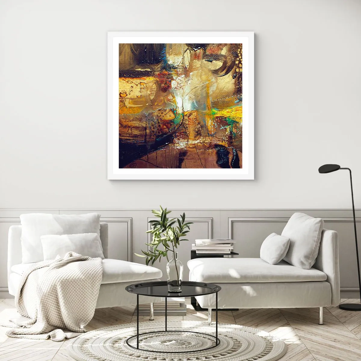 Poster în ramă albă - Rece, călduț, fierbinte - 50x50 cm