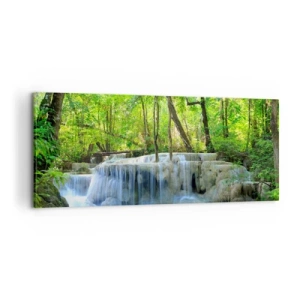 Tablou pe pânză - Scufundat în turcoaz și verde - 100x40 cm