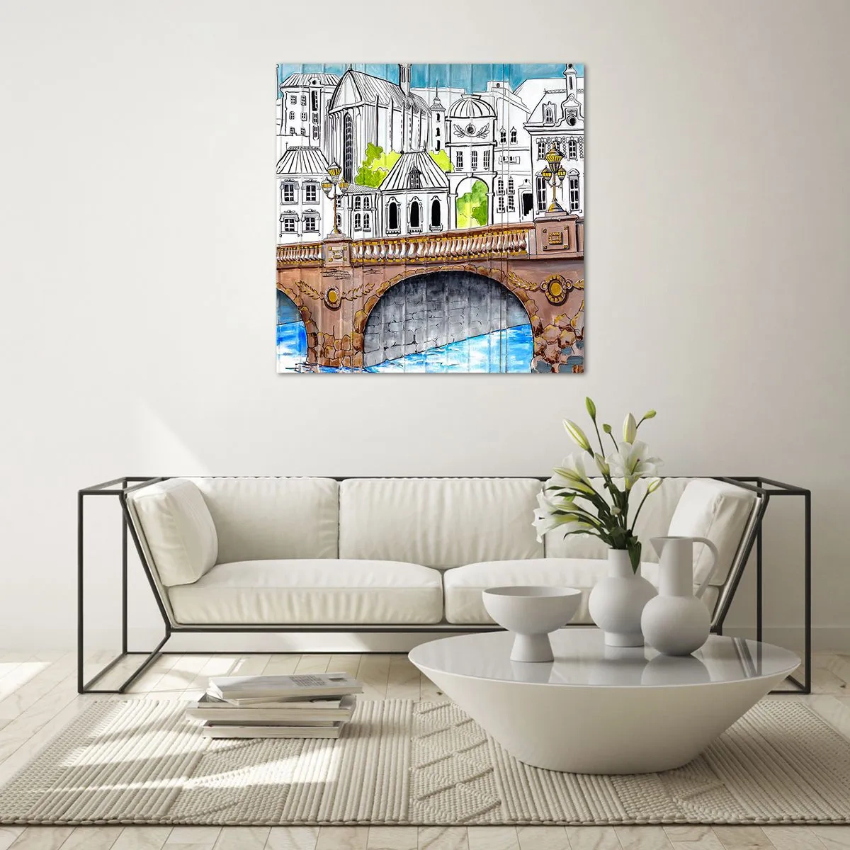Tablou pe sticlă - Orașul frumos ca o pictură - 30x30 cm