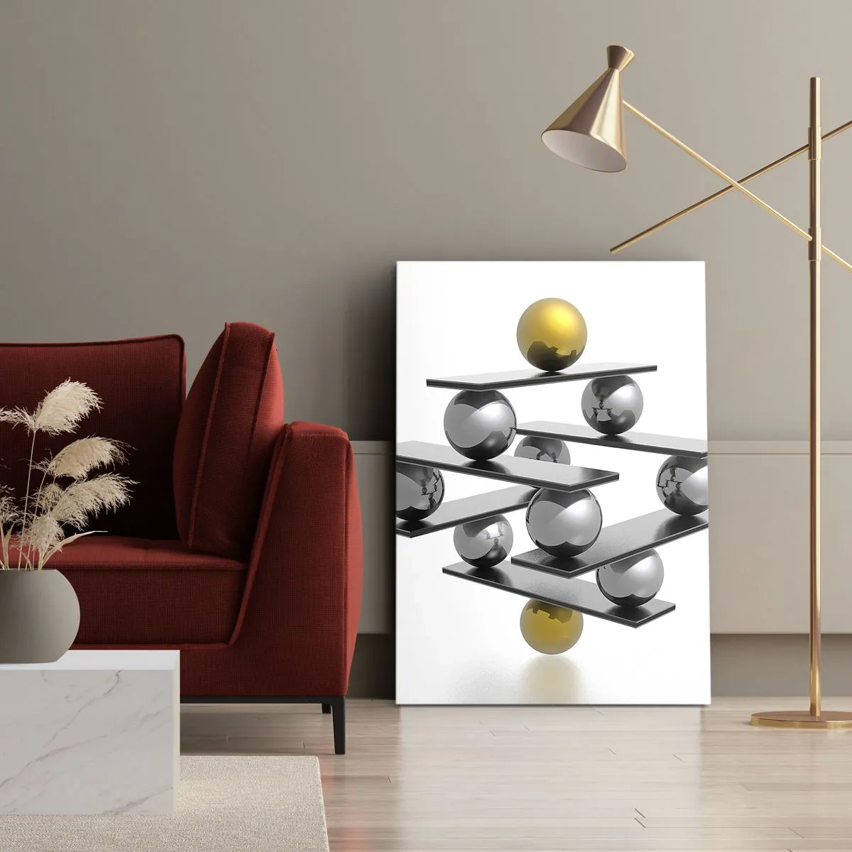 Tablou pe pânză - Balanța aur-argint - 45x80 cm