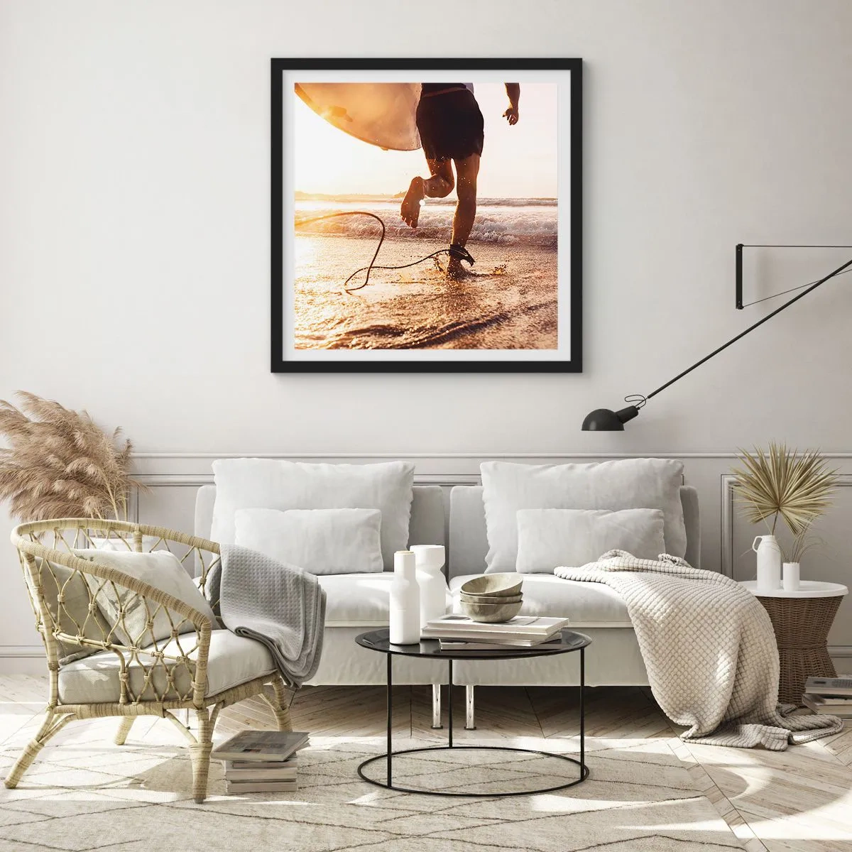 Poster în ramă neagră - Pentru a întâmpina valul - 30x30 cm