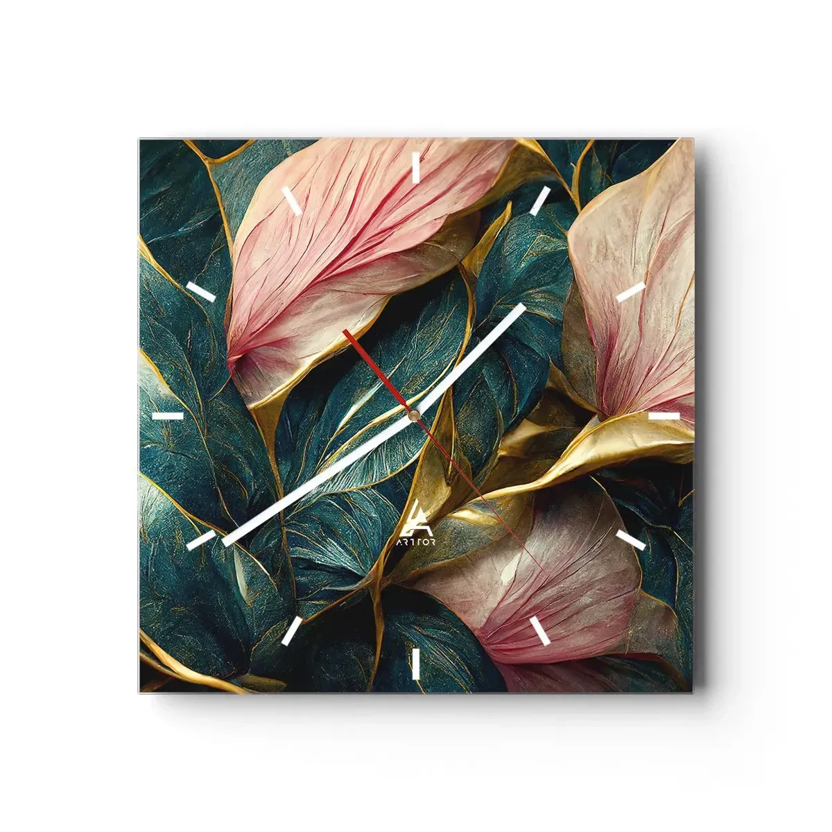 Ceas de perete - Ceas pe sticlă - Eleganța naturală și stil - 40x40 cm