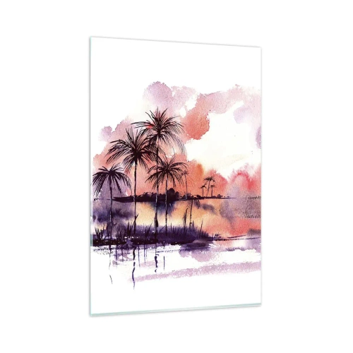 Tablou pe sticlă - Liniștea tropicelor în roșu - 80x120 cm