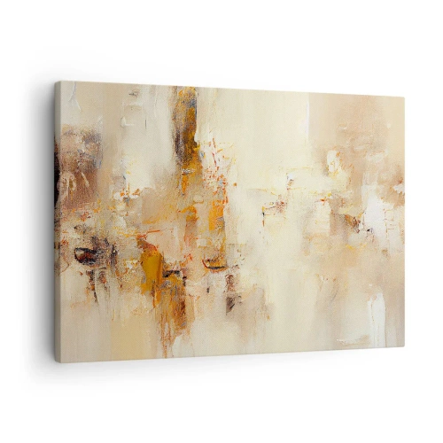 Tablou pe pânză Canvas - O compoziție abstractă în nuanțe calde de galben și maro. - 70x50cm - Sufletul de chihlimbar - Decorațiune modernă pentru perete pentru living și dormitor ARTTOR