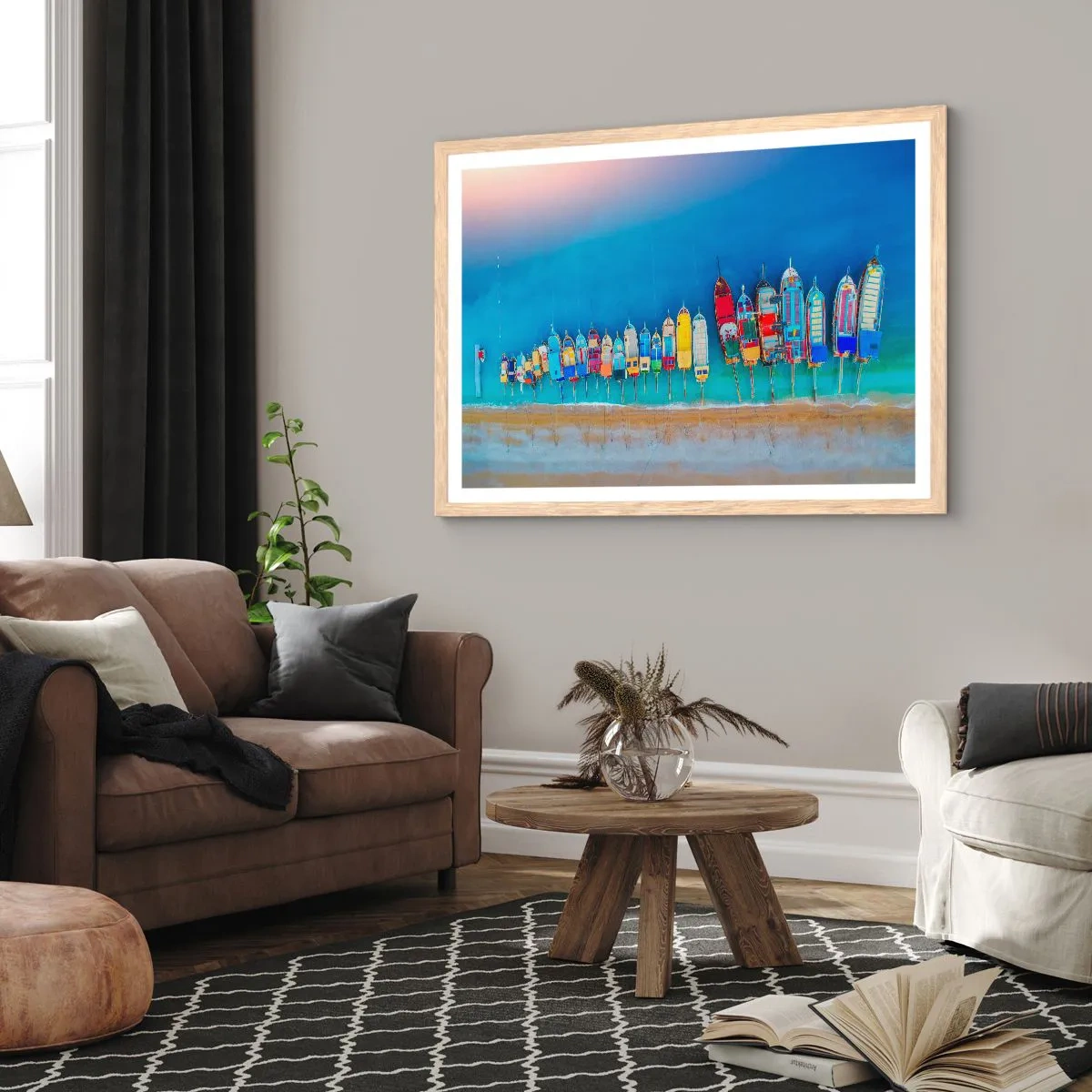 Poster în ramă de stejar deschis - Din perspectiva unei păsări - 91x61 cm