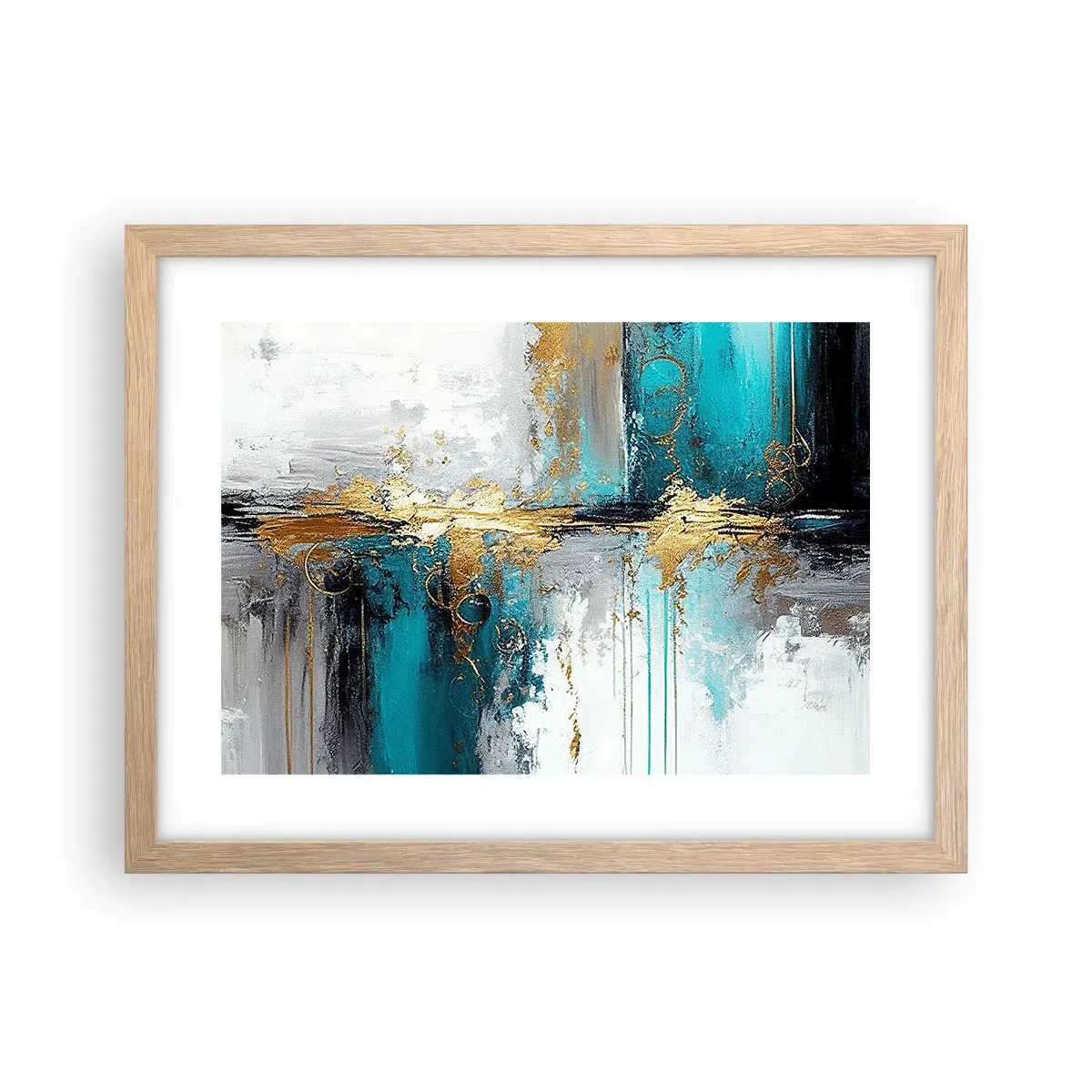 Poster în ramă de stejar deschis - Totul curge - 40x30 cm