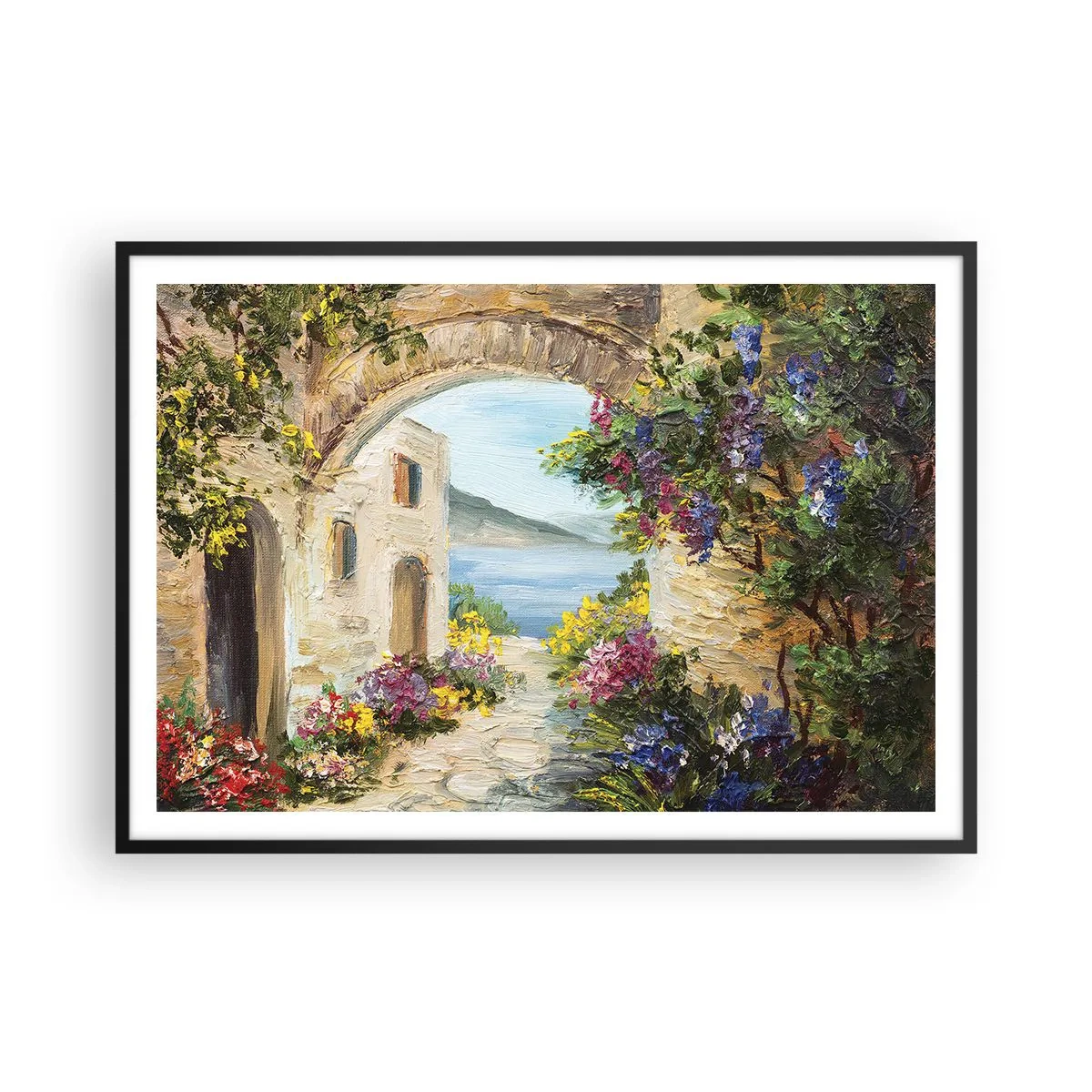 Poster în ramă neagră - Farmecul peisajului de coastă - 100x70 cm