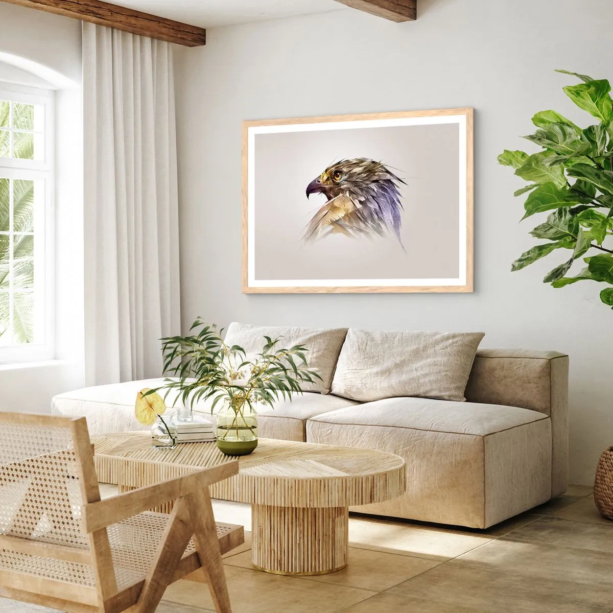 Poster în ramă de stejar deschis - Portretul unui războinic - 91x61 cm