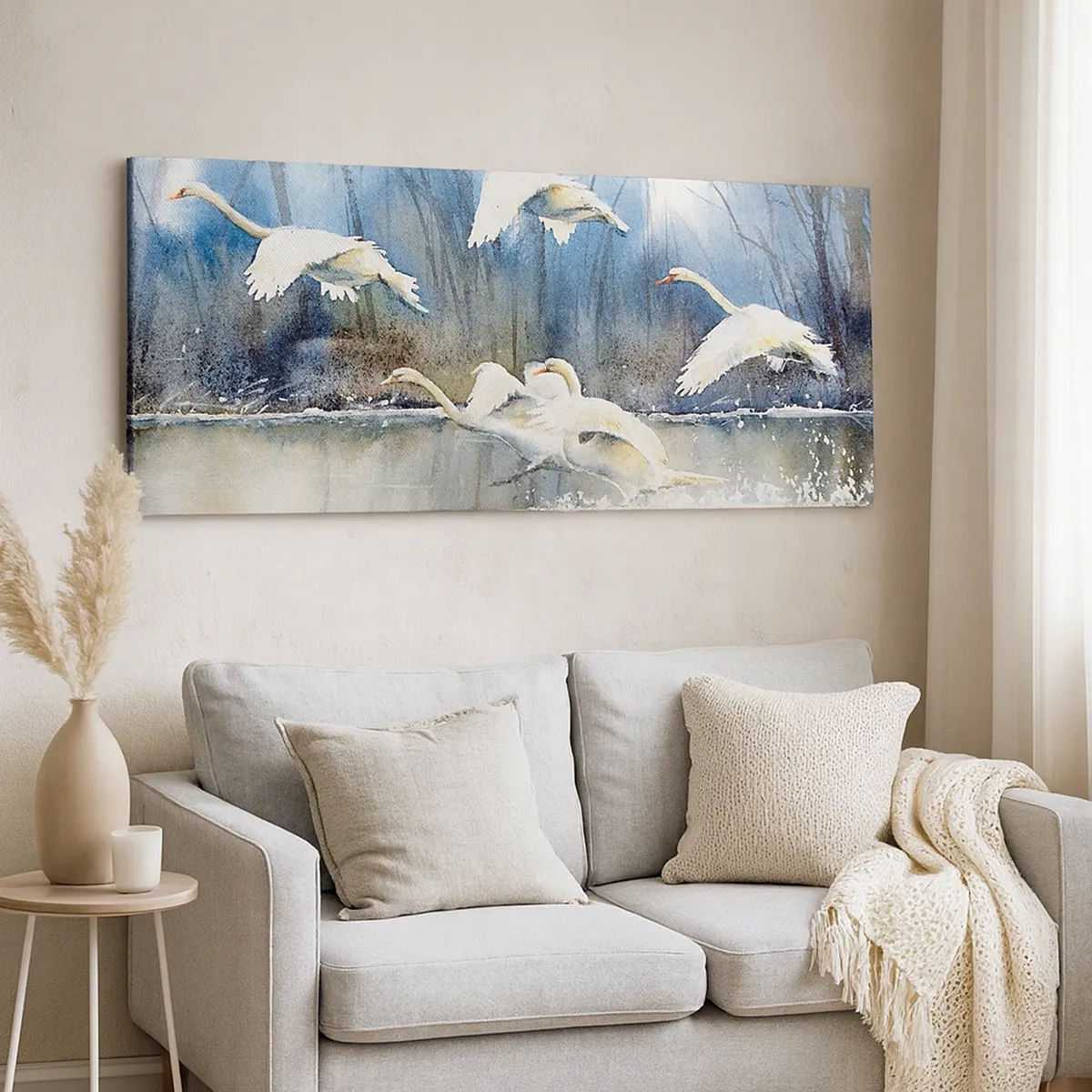 Tablou pe pânză - Dansând cu lebedele sălbatice - 30x30 cm