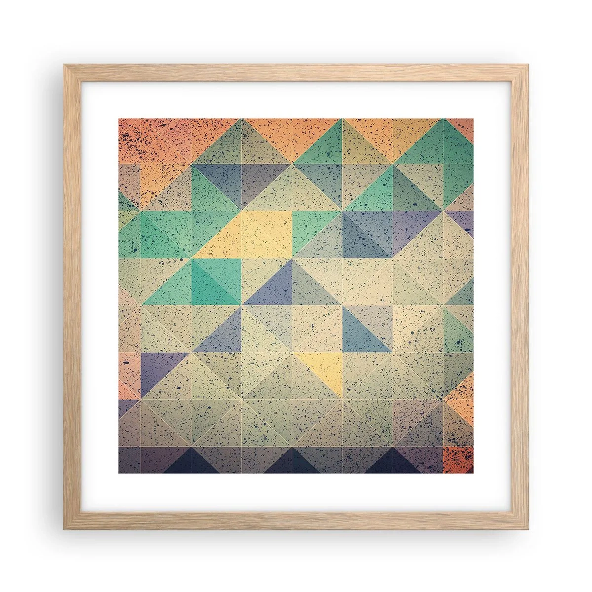 Poster în ramă de stejar deschis - Republica triunghiurilor - 40x40 cm