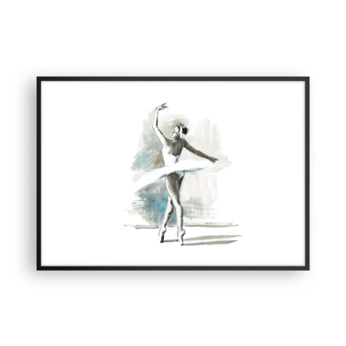 Poster în ramă neagră - Fermecată într-o lebădă - 100x70 cm