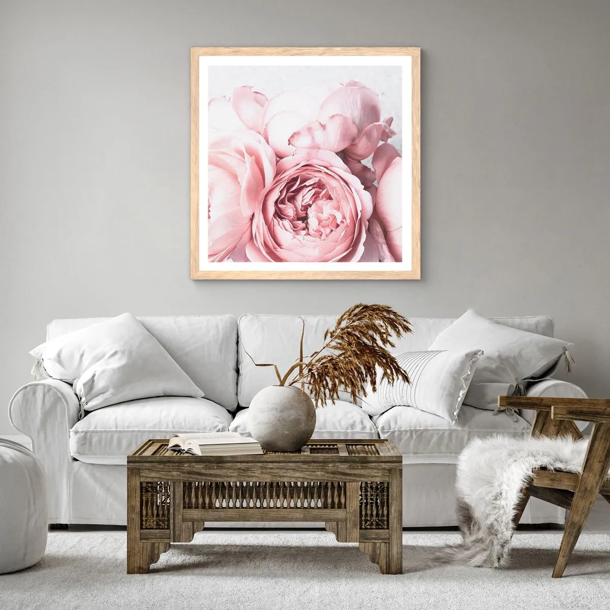 Poster în ramă de stejar deschis - Pentru romantici - 60x60 cm