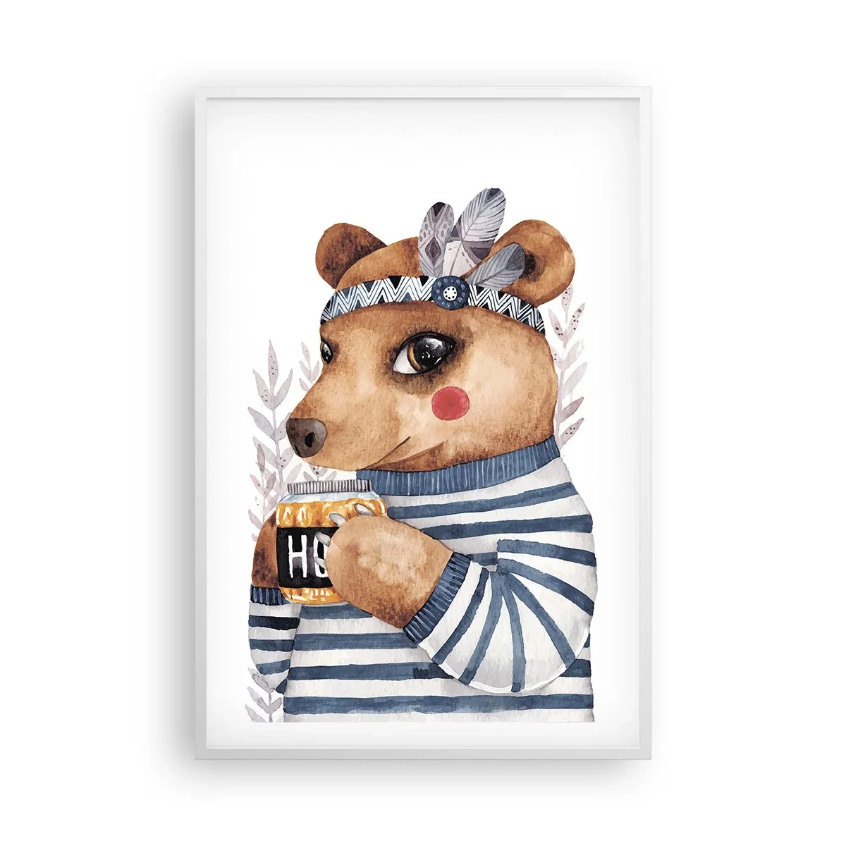 Poster în ramă albă - Ursoaică dulce - 61x91 cm