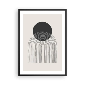 Poster în ramă neagră - Motiv minimalist de cerc și linie alb-negru - 50x70cm - Tremurând și încrezător - Decorațiune modernă pentru perete pentru living și dormitor ARTTOR
