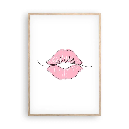Poster în ramă de stejar deschis - Vrei un sărut? - 70x100 cm