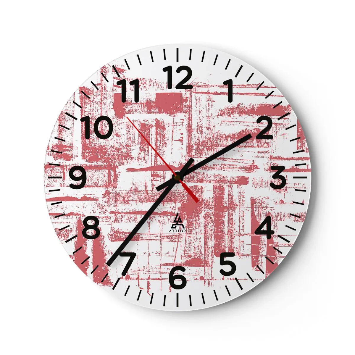 Ceas de perete - Ceas pe sticlă - Orașul roșu - 30x30 cm