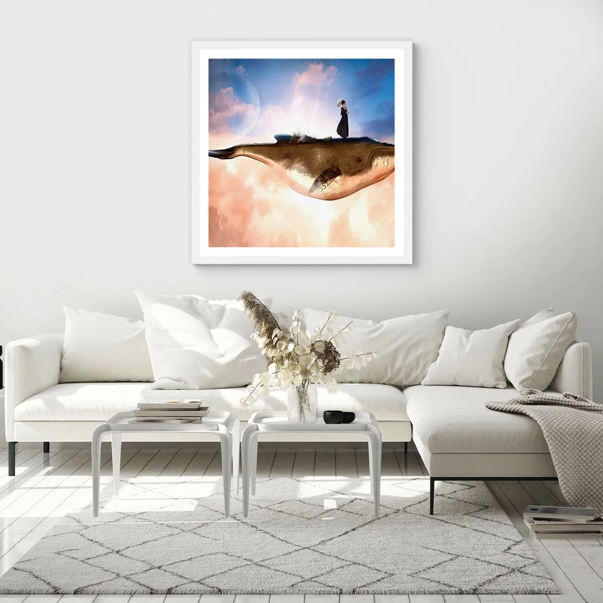 Poster în ramă albă - O călătorie suprarealistă - 50x50 cm