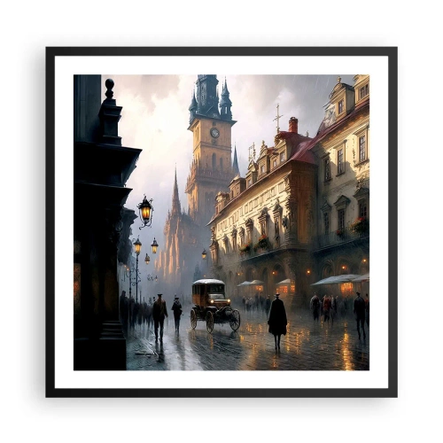 Poster în ramă neagră - Magia unei seri la Praga - 60x60 cm