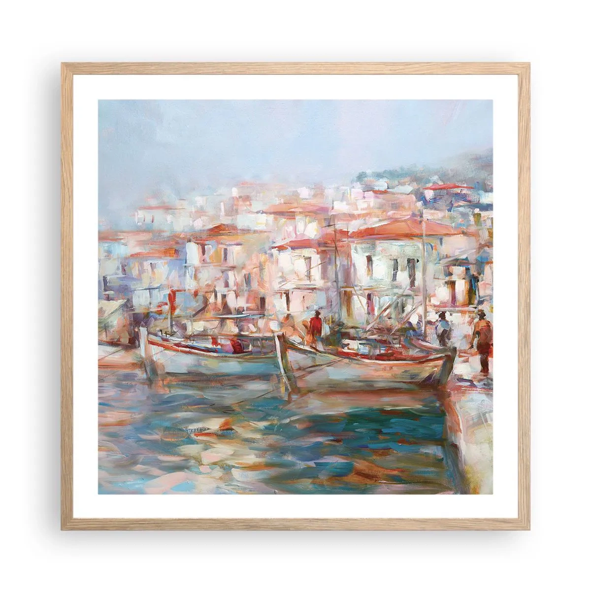 Poster în ramă de stejar deschis - Vacanță pastelată - 60x60 cm