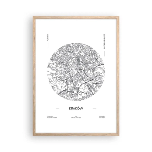 Poster în ramă de stejar deschis - Anatomia Cracoviei - 50x70 cm