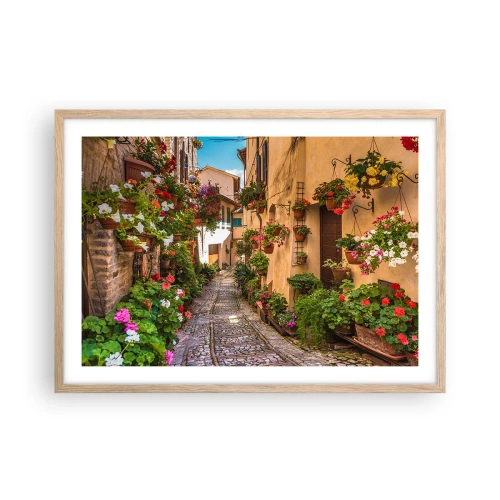 Poster în ramă de stejar deschis - Străduță italiană - 70x50 cm
