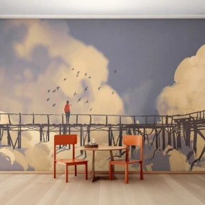 Tapet Standard Eco - Dorință albastră - Abstracția, Pod, nori - 350x256 cm