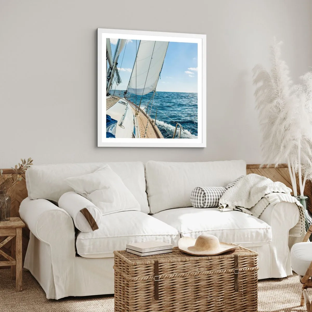Poster în ramă albă - Ahoy aventura - 60x60 cm