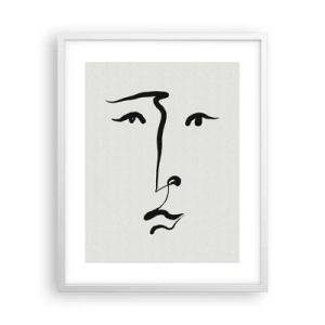 Poster în ramă albă - Portret tras cu o linie - 40x50 cm