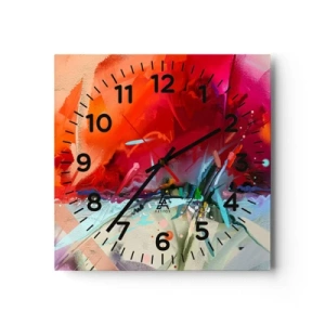 Ceas de perete - Ceas pe sticlă - O explozie de lumini și culori - 30x30 cm
