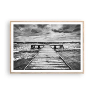 Poster în ramă de stejar deschis - Aștept ca vântul să fugărească... - 100x70 cm