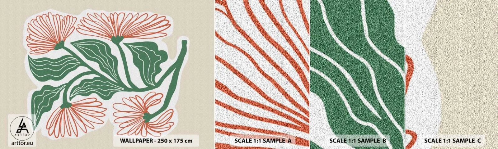 Mostră de Tapet Standard Eco - Folclor modern - Boho, Flori, Minimalism - 100x30 cm