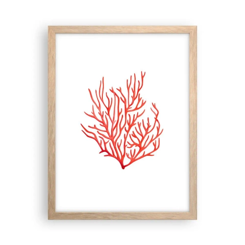 Poster în ramă de stejar deschis - Coral filigranat - 30x40 cm