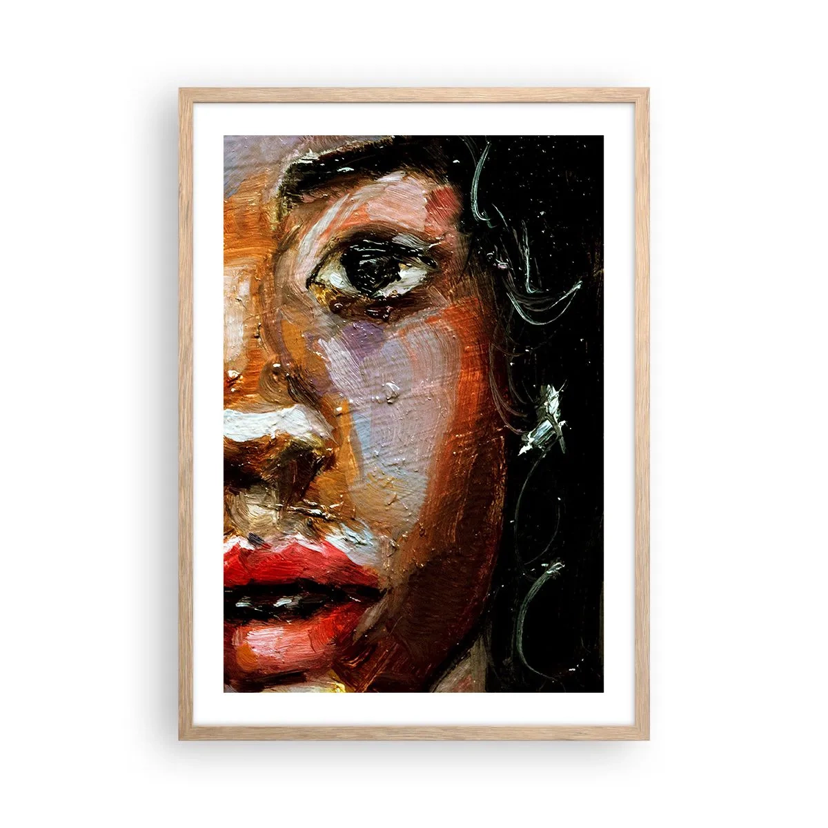 Poster în ramă de stejar deschis - Negru și strălucire - 50x70 cm