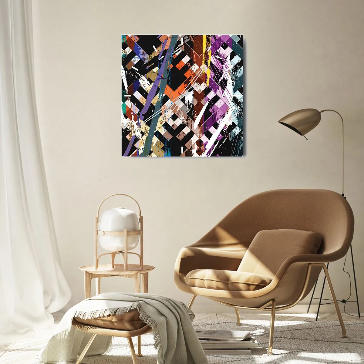 Ceas de perete - Ceas pe sticlă - La pătrat - 30x30 cm