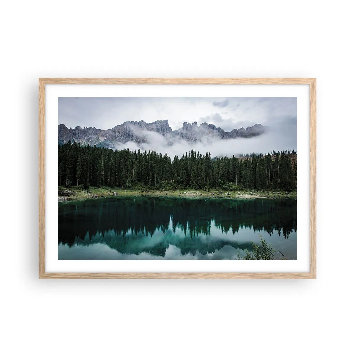 Poster în ramă de stejar deschis - Liniște, liniște, să nu trezim apa care doarme... - 70x50 cm