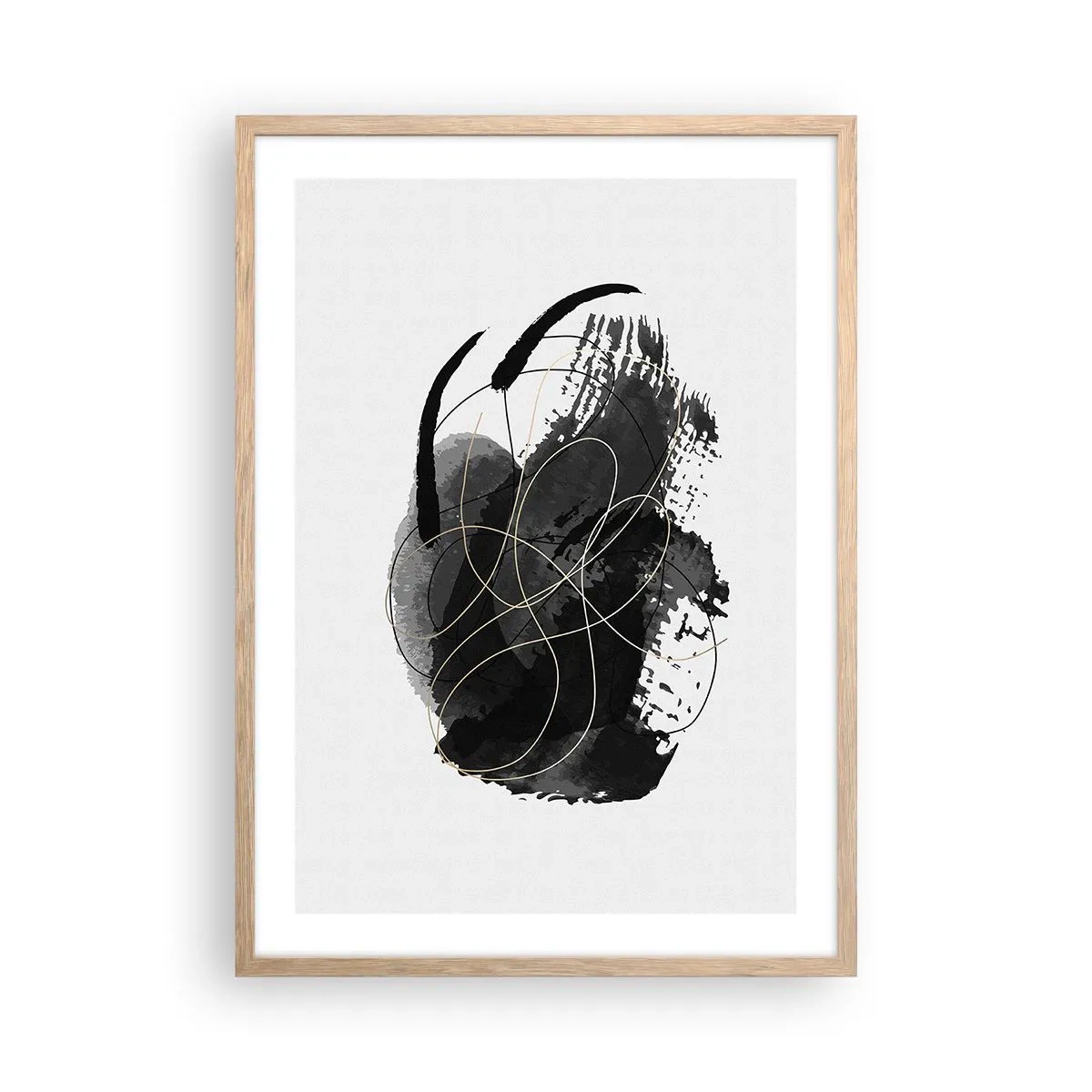 Poster în ramă de stejar deschis - Provenit din negru - 50x70 cm