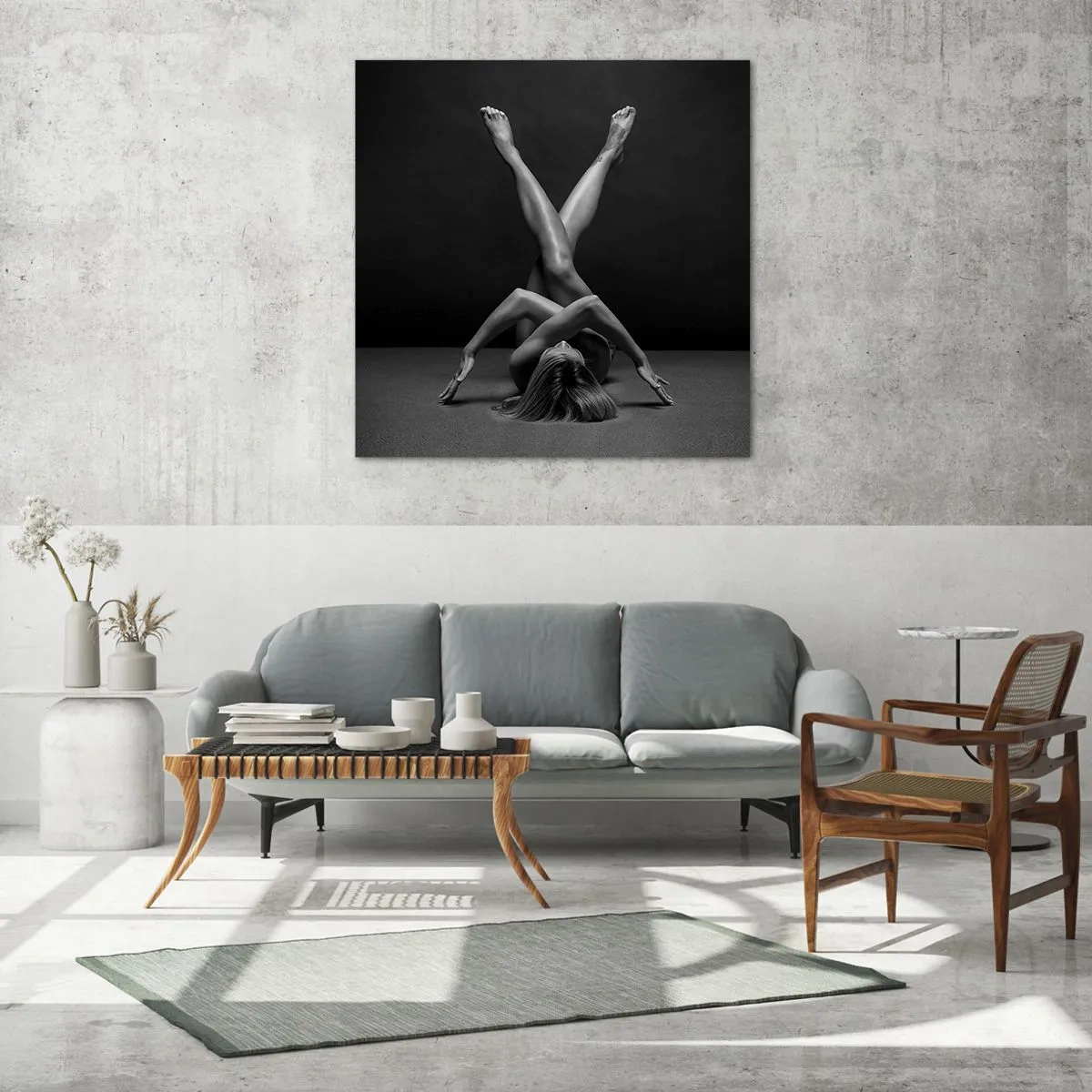 Tablou pe sticlă - Geometria nudității - 60x60 cm