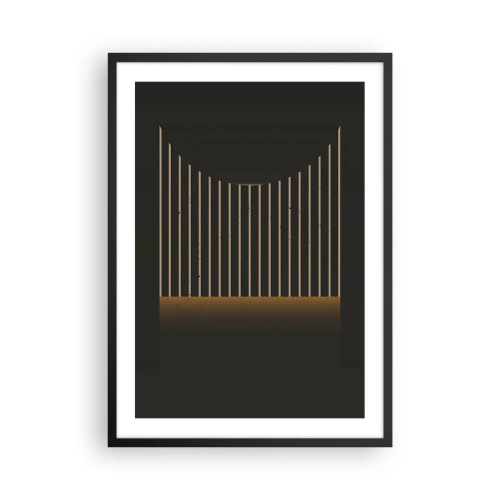 Poster în ramă neagră - Compoziție geometrică a liniilor verticale în întuneric - 50x70cm - Explorați întunericul - Decorațiune modernă pentru perete pentru living și dormitor ARTTOR
