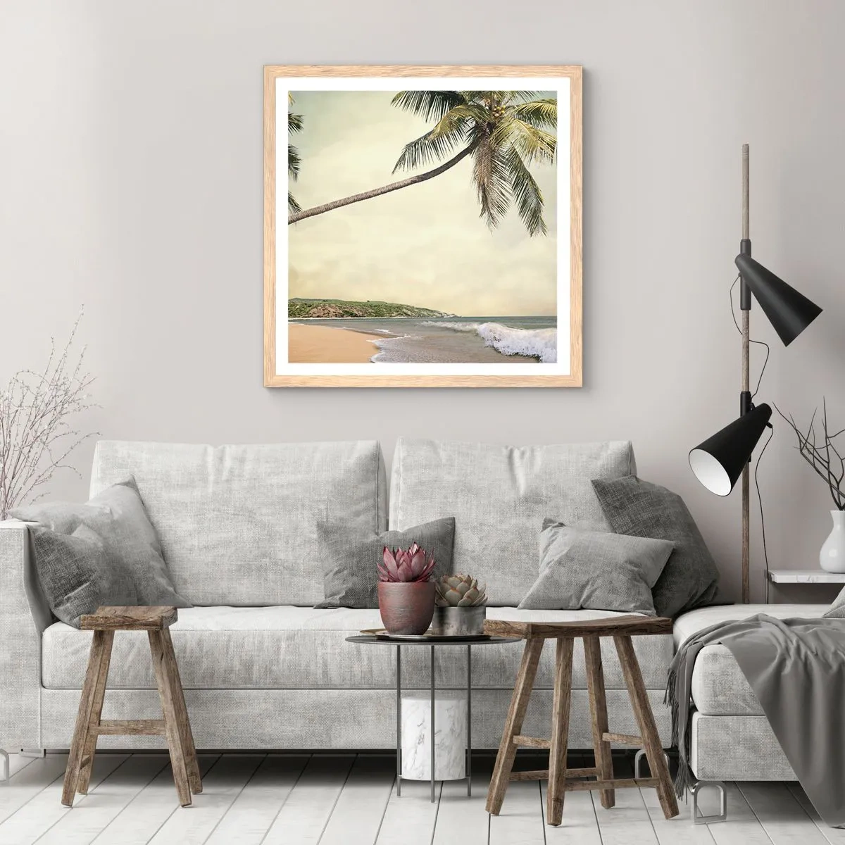 Poster în ramă de stejar deschis - Vis tropical - 60x60 cm