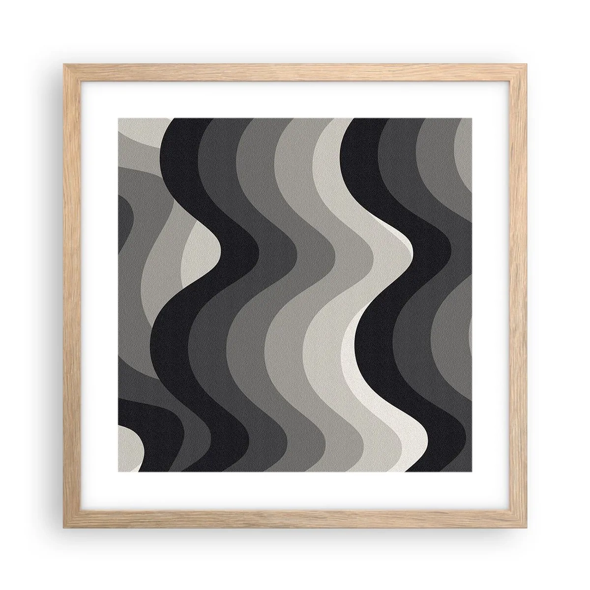 Poster în ramă de stejar deschis - Val după val - 40x40 cm