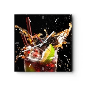 Ceas de perete - Ceas pe sticlă - Bucurie și energie colorată - 30x30 cm