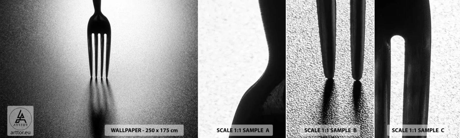 Mostră de Tapet Standard Eco - Lumină și umbră - Furculiţă, Tacâmuri, Bucătărie - 100x30 cm