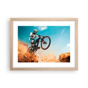 Poster în ramă de stejar deschis - Nebunia demonului bicicletei - 40x30 cm
