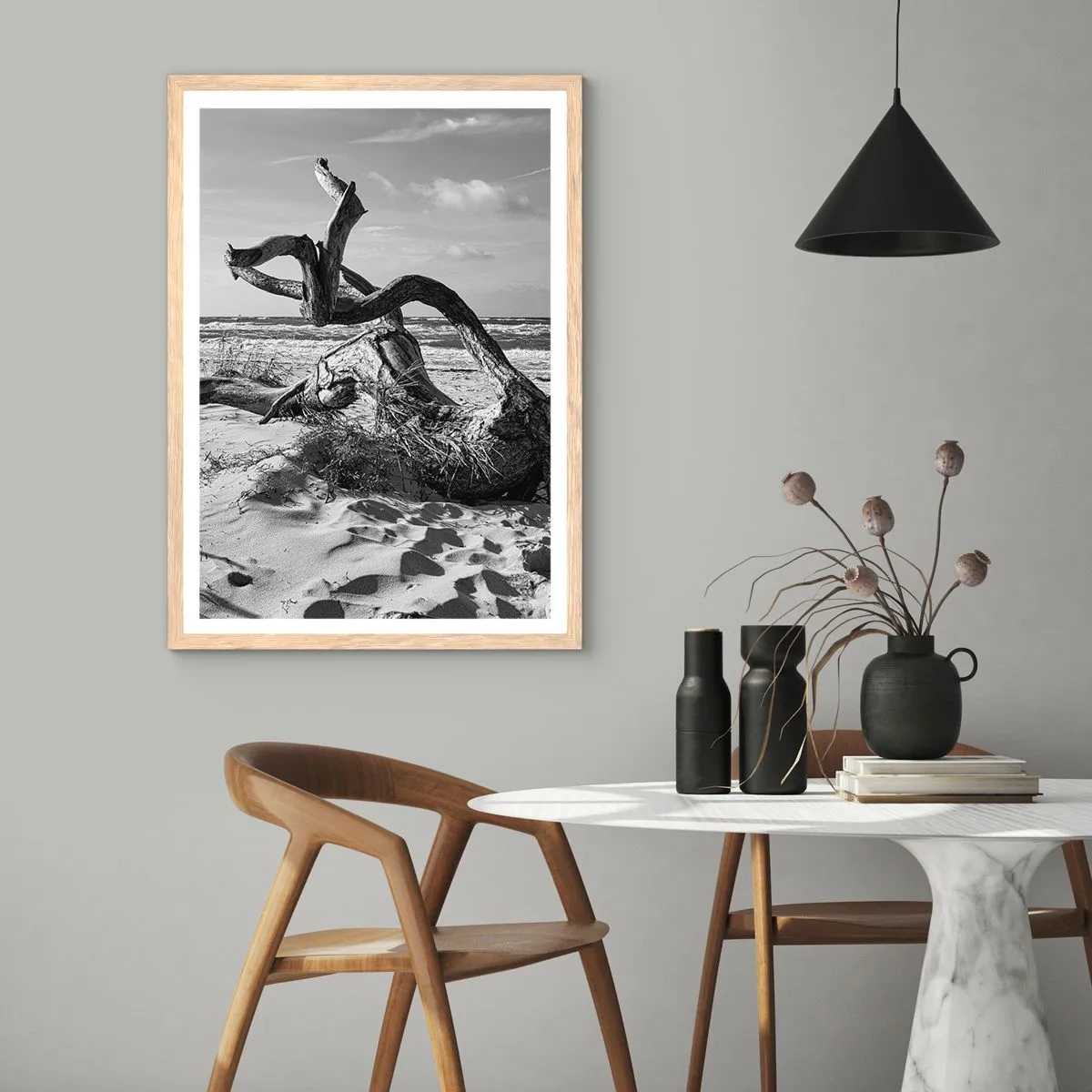 Poster în ramă de stejar deschis - Sculptură marină - 30x40 cm