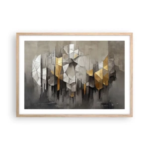 Poster în ramă de stejar deschis - Compoziție de gheață și lumină - 70x50 cm