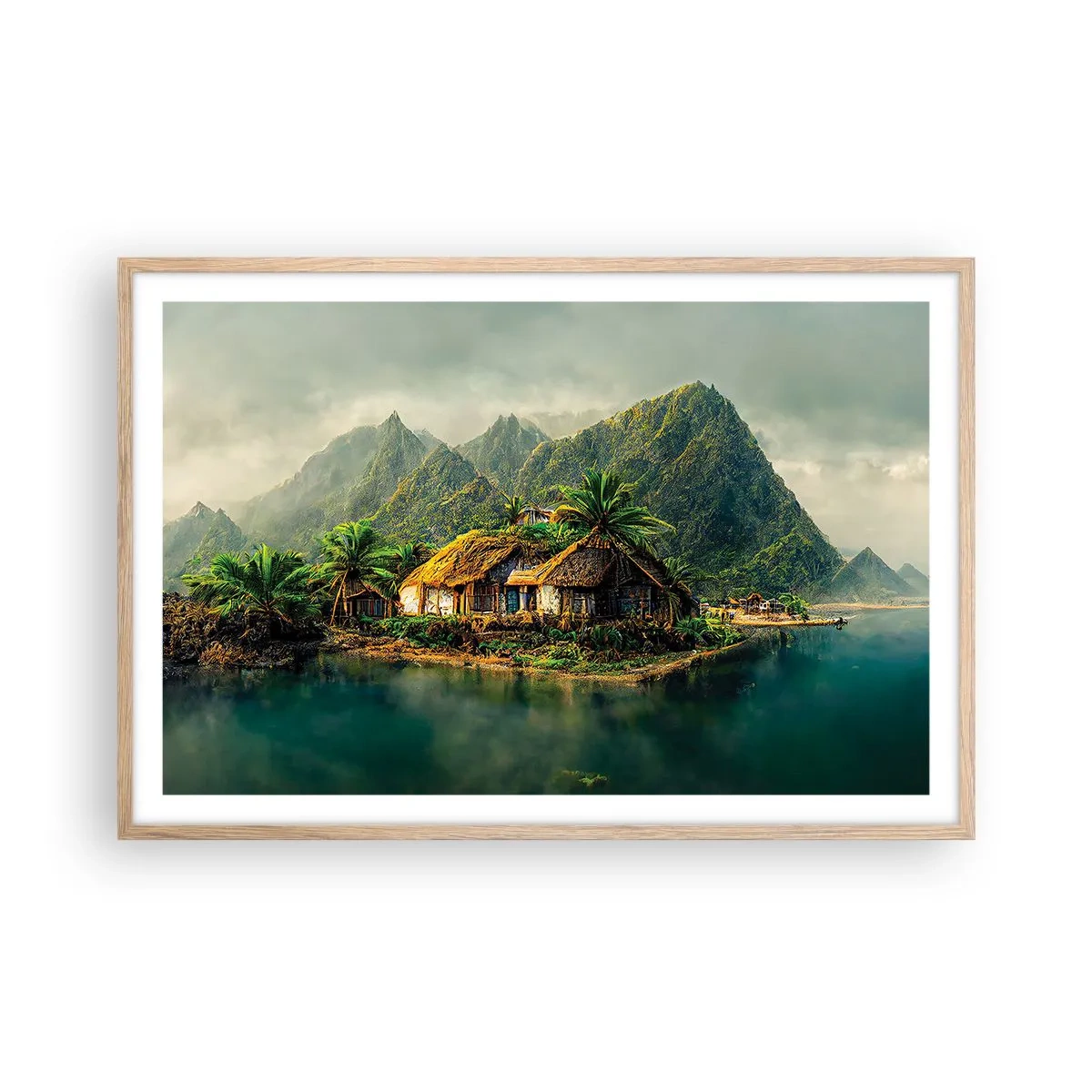 Poster în ramă de stejar deschis - Paradisul tropical - 91x61 cm
