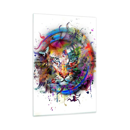 Tablou pe sticlă - Ascunzându-se în spatele voalului curcubeu - 80x120 cm