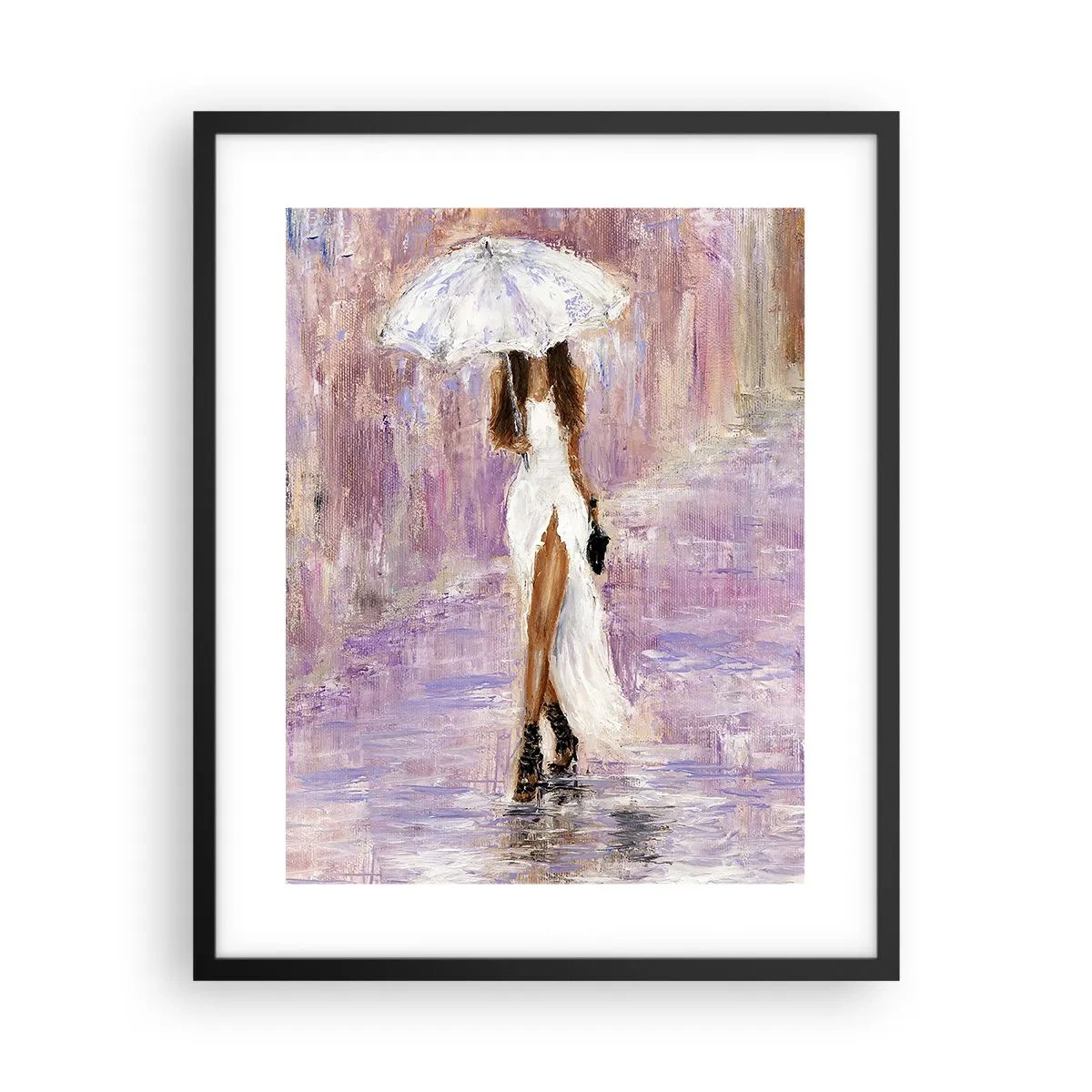 Poster în ramă neagră - În ploaia de liliac - 40x50 cm